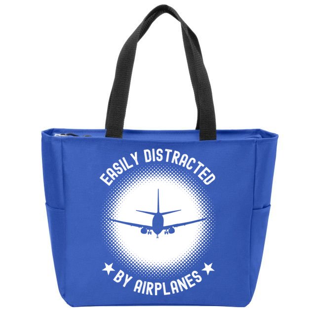 Easily Distracted By Airplanes Funny Flying Plane Gift Zip Tote Bag