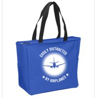 Easily Distracted By Airplanes Funny Flying Plane Gift Zip Tote Bag