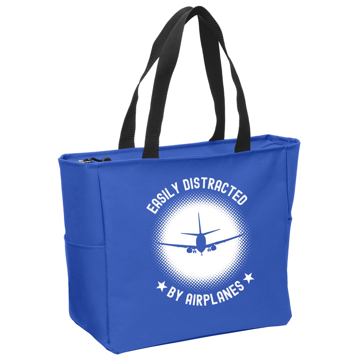 Easily Distracted By Airplanes Funny Flying Plane Gift Zip Tote Bag
