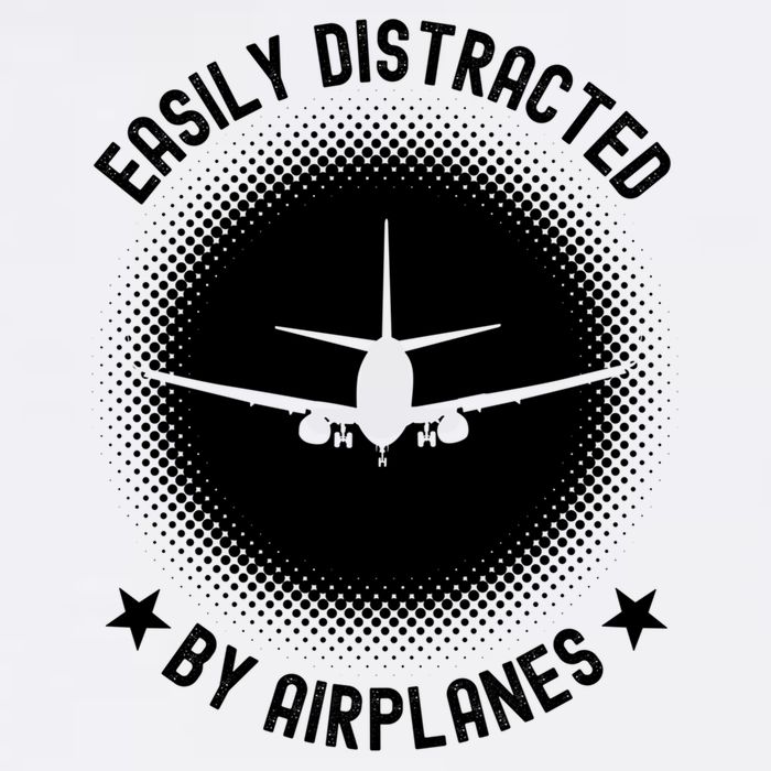 Easily Distracted By Airplanes Funny Flying Plane Gift Garment-Dyed Sweatshirt