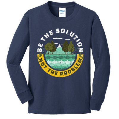 Earth Day Be The Solution Cute Vintage Recycling Kids Long Sleeve Shirt