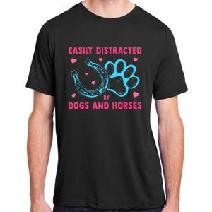 Easily Distracted By Dogs And Horses Animal Lover Adult ChromaSoft Performance T-Shirt