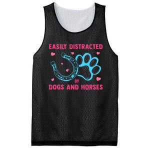 Easily Distracted By Dogs And Horses Animal Lover Mesh Reversible Basketball Jersey Tank