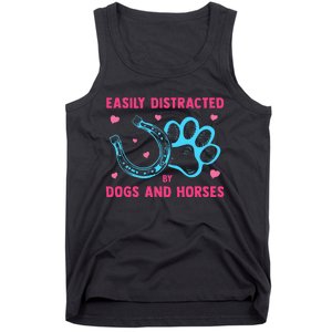 Easily Distracted By Dogs And Horses Animal Lover Tank Top