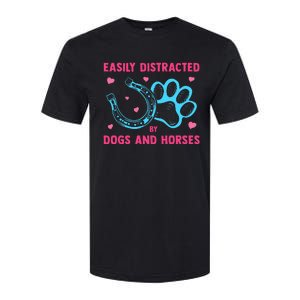 Easily Distracted By Dogs And Horses Animal Lover Softstyle CVC T-Shirt