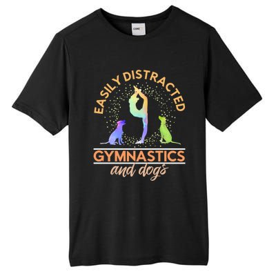 Easily Distracted By Gymnastics And Dogs Tumbling Gymnast Gift Tall Fusion ChromaSoft Performance T-Shirt