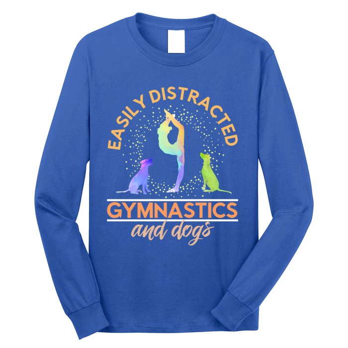 Easily Distracted By Gymnastics And Dogs Tumbling Gymnast Gift Long Sleeve Shirt