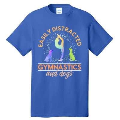 Easily Distracted By Gymnastics And Dogs Tumbling Gymnast Gift Tall T-Shirt