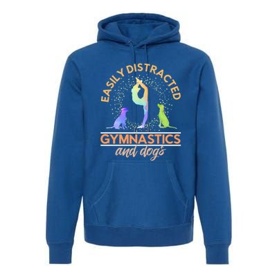 Easily Distracted By Gymnastics And Dogs Tumbling Gymnast Gift Premium Hoodie