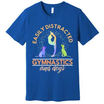 Easily Distracted By Gymnastics And Dogs Tumbling Gymnast Gift Premium T-Shirt