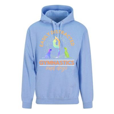 Easily Distracted By Gymnastics And Dogs Tumbling Gymnast Gift Unisex Surf Hoodie