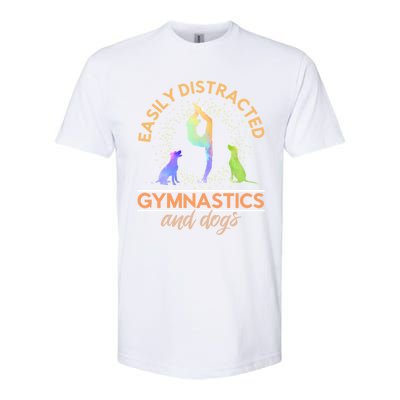 Easily Distracted By Gymnastics And Dogs Tumbling Gymnast Gift Softstyle CVC T-Shirt