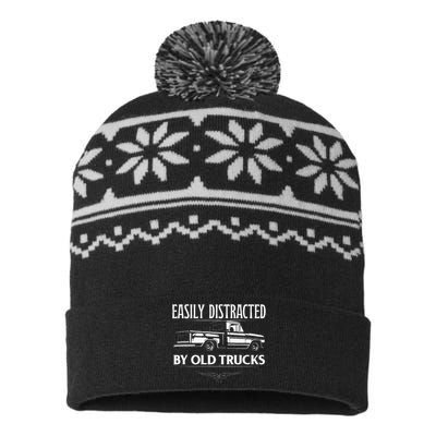 Easily Distracted By Old Pick Up Trucks Classic Pickup USA-Made Snowflake Beanie