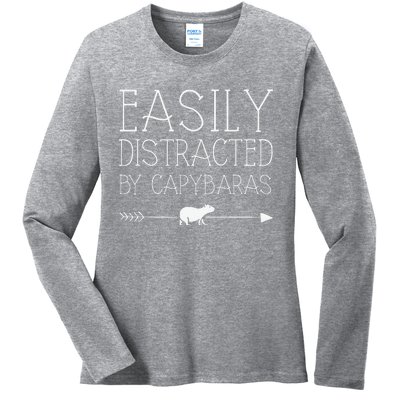 Easily Distracted By Capybaras Gift For Girl Women Mammal  Ladies Long Sleeve Shirt