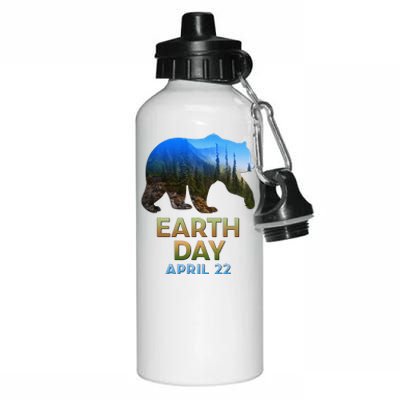 Earth Day Brown Bear Silhouette Aluminum Water Bottle 