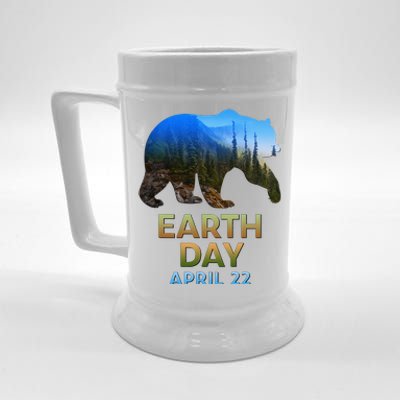 Earth Day Brown Bear Silhouette Beer Stein