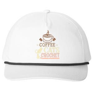 Easily Distracted By Crochet And Coffee Crochet Cats Lovers Snapback Five-Panel Rope Hat