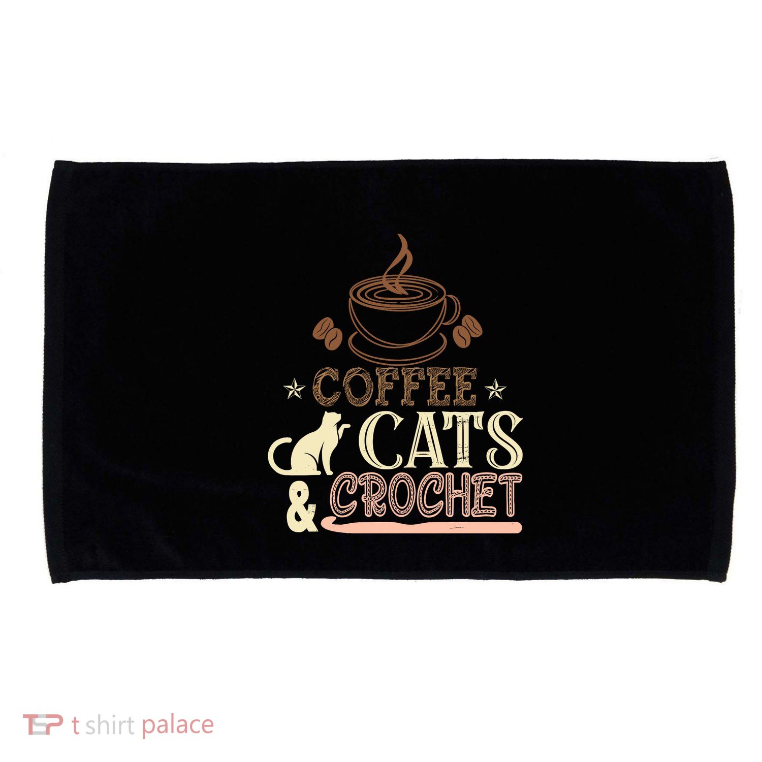 Easily Distracted By Crochet And Coffee Crochet Cats Lovers Microfiber Hand Towel