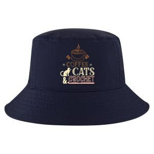 Easily Distracted By Crochet And Coffee Crochet Cats Lovers Cool Comfort Performance Bucket Hat