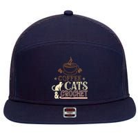 Easily Distracted By Crochet And Coffee Crochet Cats Lovers 7 Panel Mesh Trucker Snapback Hat