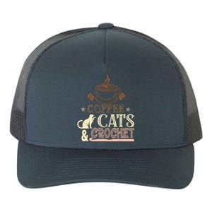 Easily Distracted By Crochet And Coffee Crochet Cats Lovers Yupoong Adult 5-Panel Trucker Hat