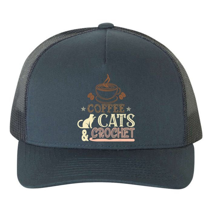 Easily Distracted By Crochet And Coffee Crochet Cats Lovers Yupoong Adult 5-Panel Trucker Hat