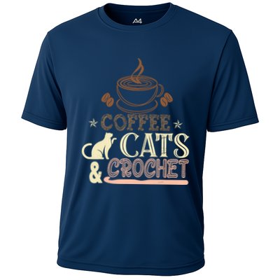 Easily Distracted By Crochet And Coffee Crochet Cats Lovers Performance Shirt