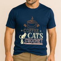 Easily Distracted By Crochet And Coffee Crochet Cats Lovers Cooling Performance Crew T-Shirt
