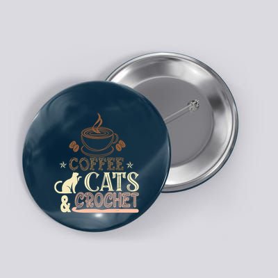 Easily Distracted By Crochet And Coffee Crochet Cats Lovers Button