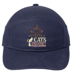 Easily Distracted By Crochet And Coffee Crochet Cats Lovers 7-Panel Snapback Hat