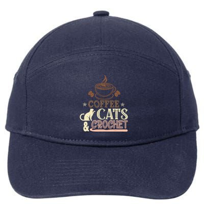 Easily Distracted By Crochet And Coffee Crochet Cats Lovers 7-Panel Snapback Hat
