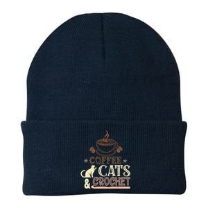 Easily Distracted By Crochet And Coffee Crochet Cats Lovers Knit Cap Winter Beanie