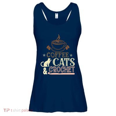 Easily Distracted By Crochet And Coffee Crochet Cats Lovers Ladies Essential Flowy Tank