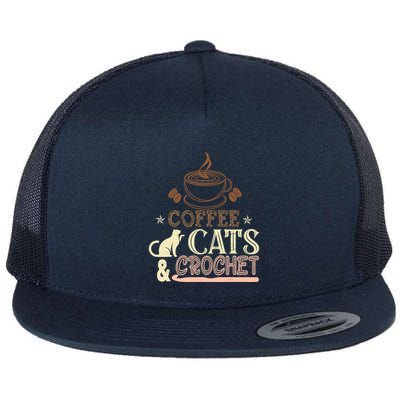 Easily Distracted By Crochet And Coffee Crochet Cats Lovers Flatbill Hat