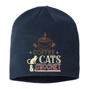 Easily Distracted By Crochet And Coffee Crochet Cats Lovers Sustainable Beanie