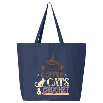 Easily Distracted By Crochet And Coffee Crochet Cats Lovers 25L Jumbo Tote