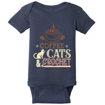 Easily Distracted By Crochet And Coffee Crochet Cats Lovers Baby Bodysuit