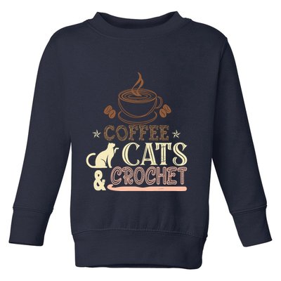 Easily Distracted By Crochet And Coffee Crochet Cats Lovers Toddler Sweatshirt