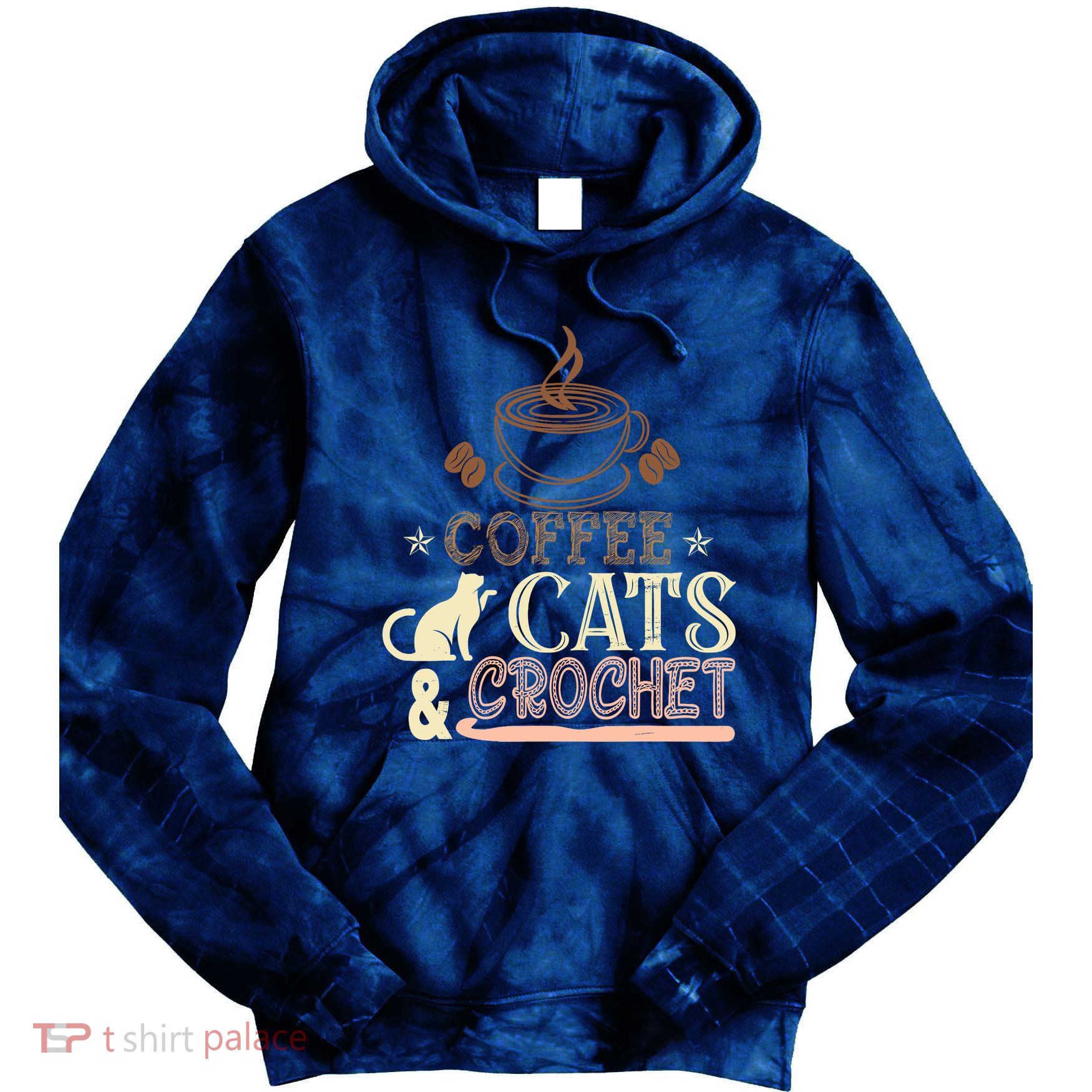 Easily Distracted By Crochet And Coffee Crochet Cats Lovers Tie Dye Hoodie