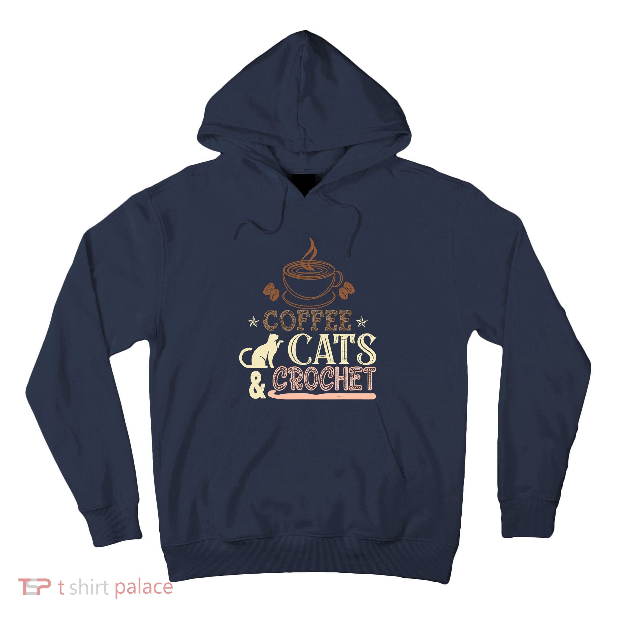 Easily Distracted By Crochet And Coffee Crochet Cats Lovers Tall Hoodie