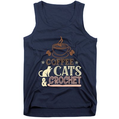 Easily Distracted By Crochet And Coffee Crochet Cats Lovers Tank Top