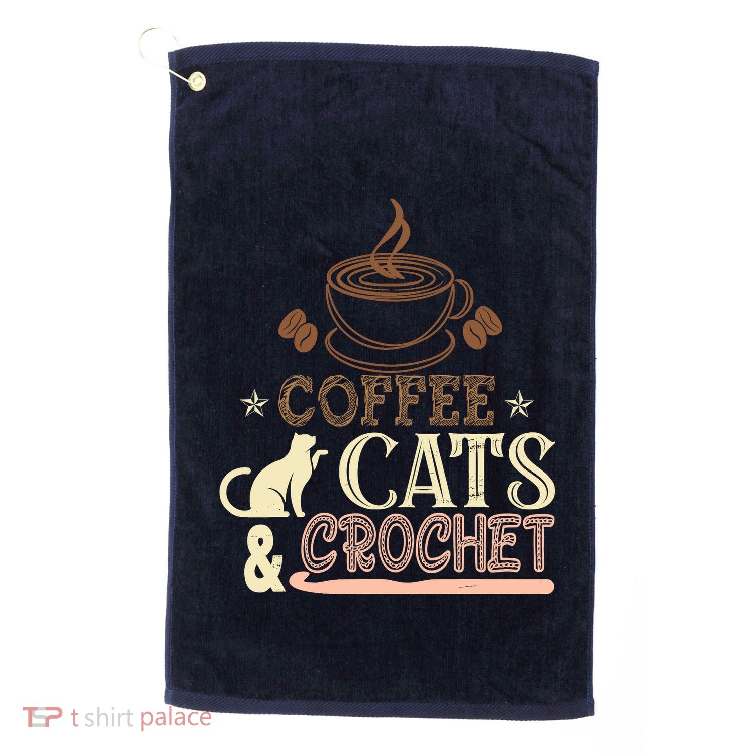 Easily Distracted By Crochet And Coffee Crochet Cats Lovers Golf Towel
