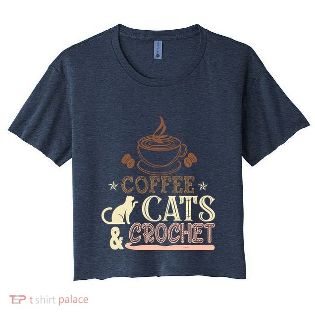 Easily Distracted By Crochet And Coffee Crochet Cats Lovers Crop Top