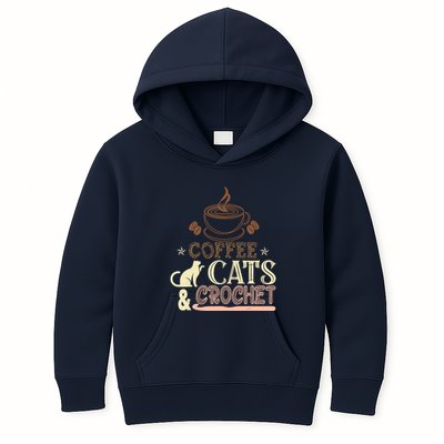 Easily Distracted By Crochet And Coffee Crochet Cats Lovers Kids Hoodie