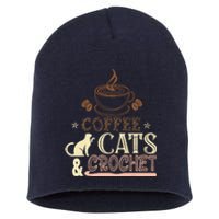 Easily Distracted By Crochet And Coffee Crochet Cats Lovers Short Acrylic Beanie