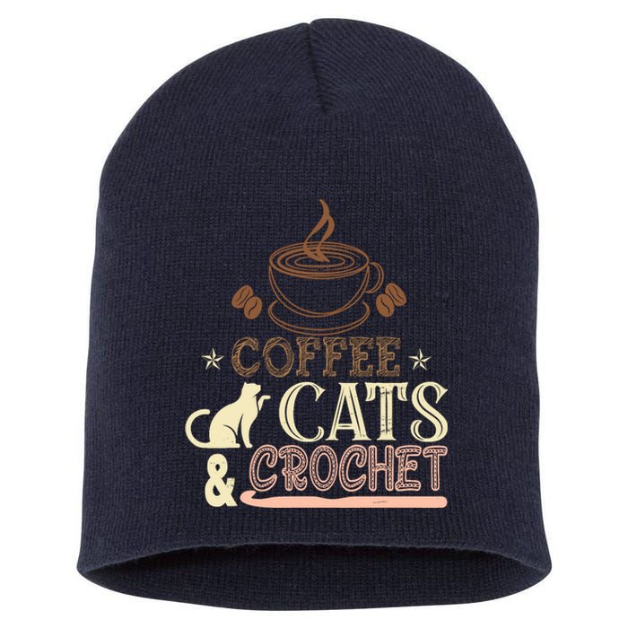 Easily Distracted By Crochet And Coffee Crochet Cats Lovers Short Acrylic Beanie