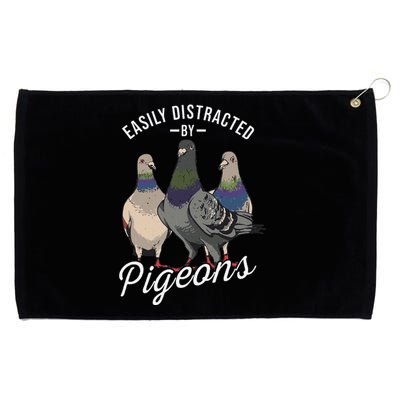 Easily Distracted By Pigeons Pigeon Lover Grommeted Golf Towel