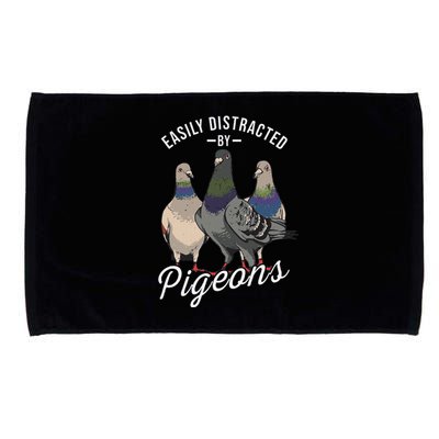 Easily Distracted By Pigeons Pigeon Lover Microfiber Hand Towel