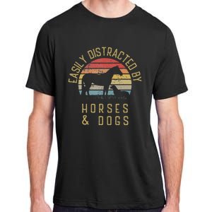 Easily Distracted By Horses And Dogs I Like Heart Horse Dog Adult ChromaSoft Performance T-Shirt