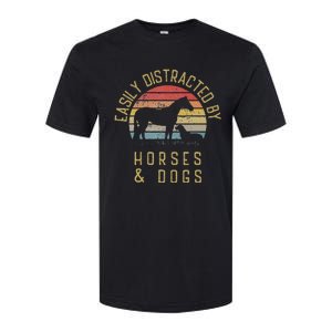 Easily Distracted By Horses And Dogs I Like Heart Horse Dog Softstyle CVC T-Shirt